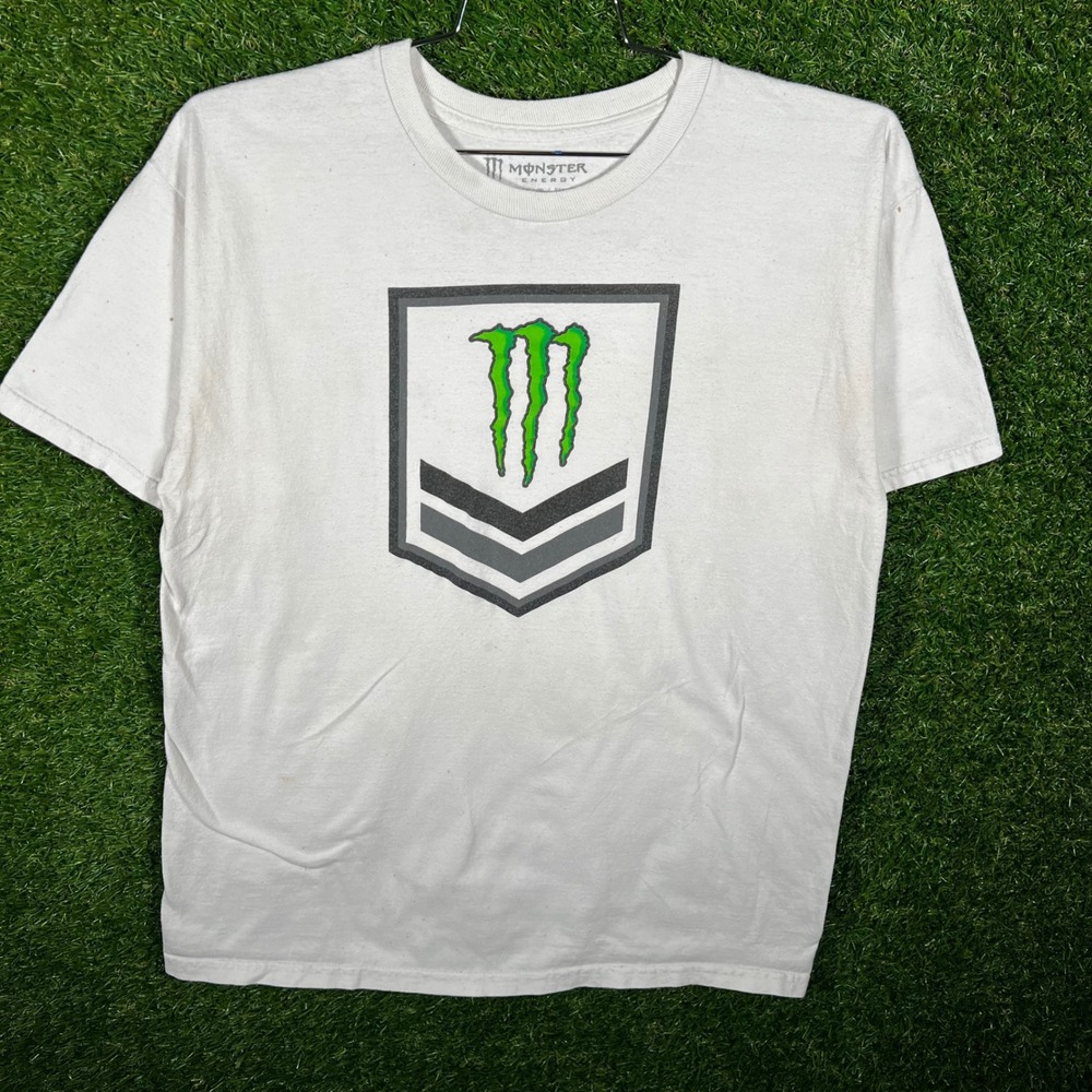 Monster Energy Unleash‎ The Beast Graphic T-Shirt Mens Large White Logo Tee